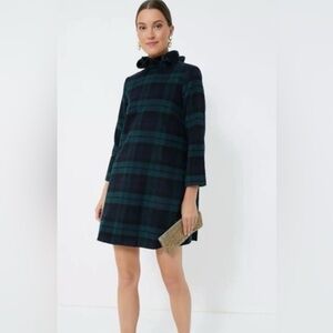 Tuckernuck Green and Black Plaid Long Sleeve Dress